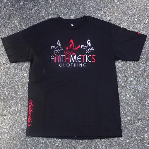 Faces Tee (red / Grey/white on black)