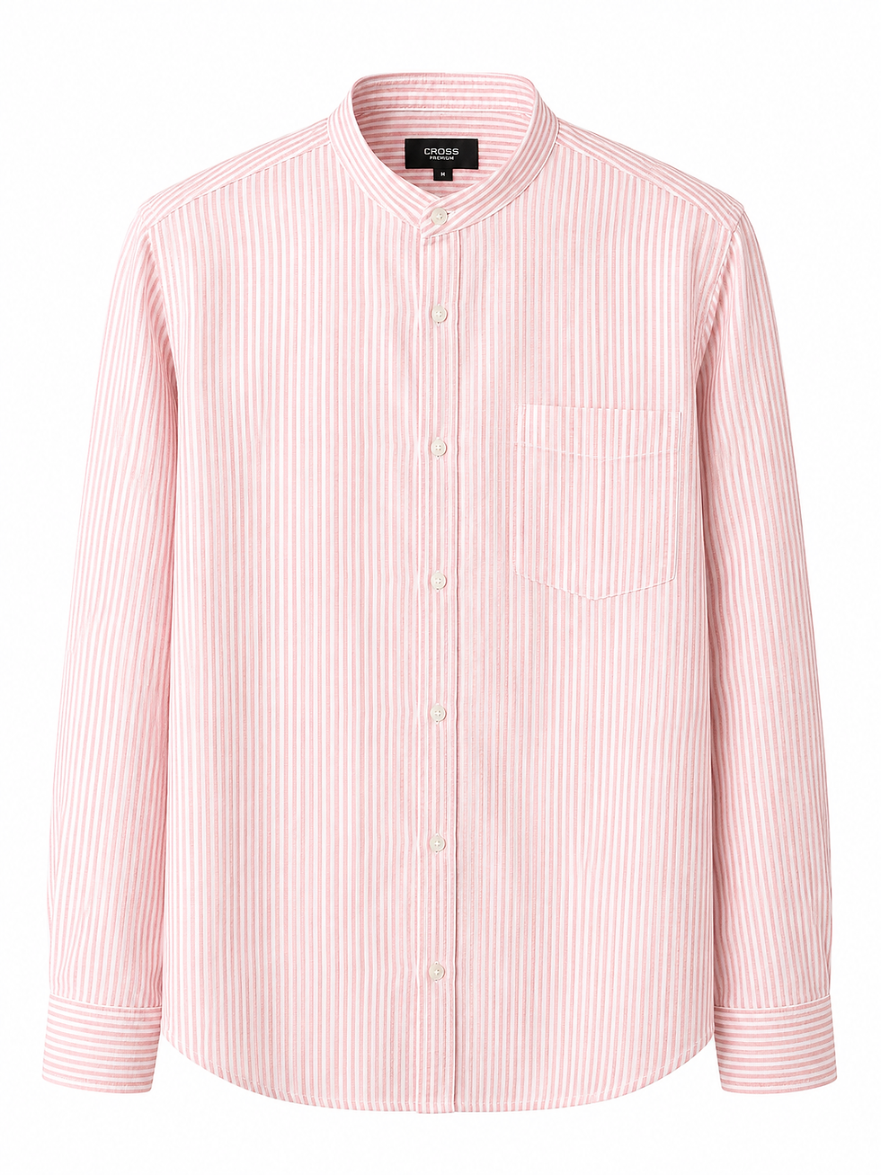 Thumbnail: G-Cross Men's Premium Linen Mandarin Collar Striped Shirt