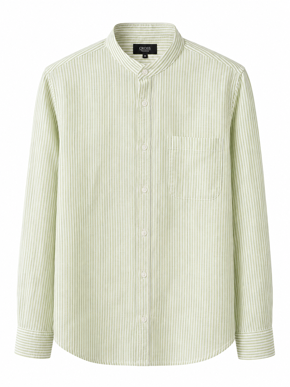 Thumbnail: G-Cross Men's Premium Linen Mandarin Collar Striped Shirt