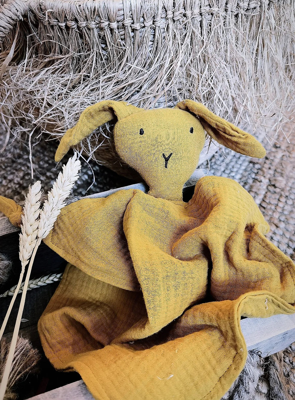 Miniature : Lapin-doudou en gaze de coton