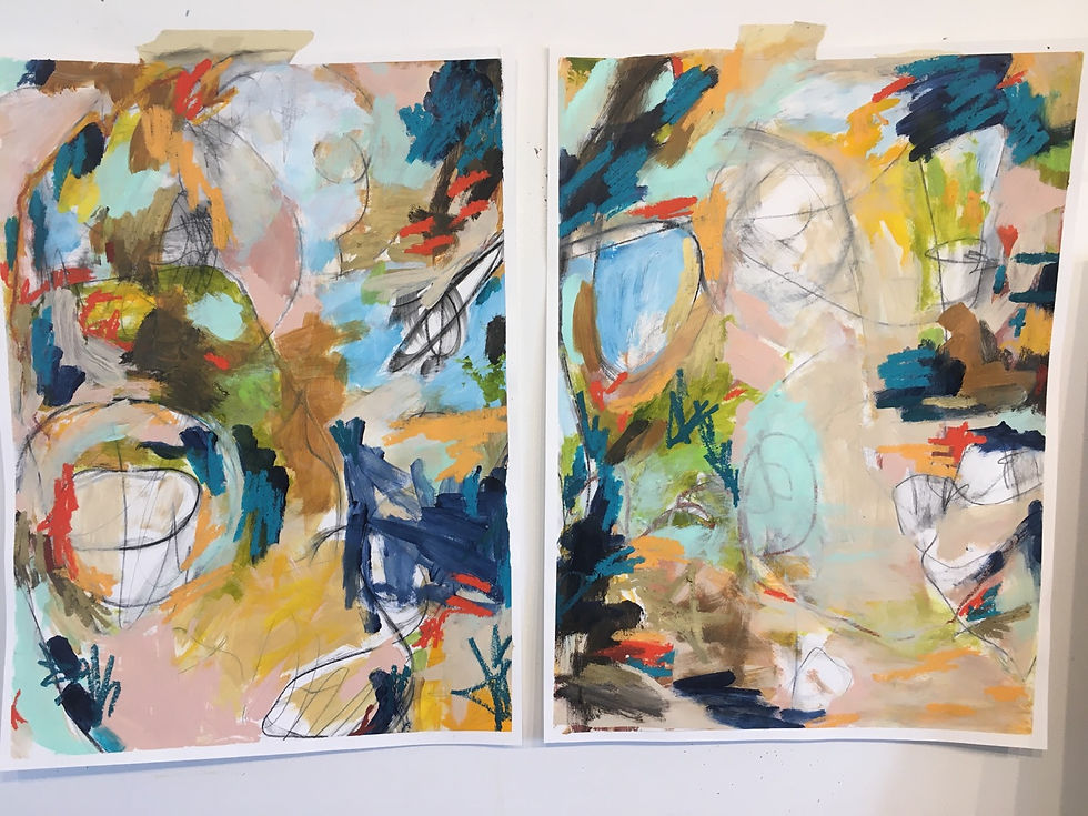 Thumbnail: Sold works on paper, 22 x 30 each, $390 each/$590 pair