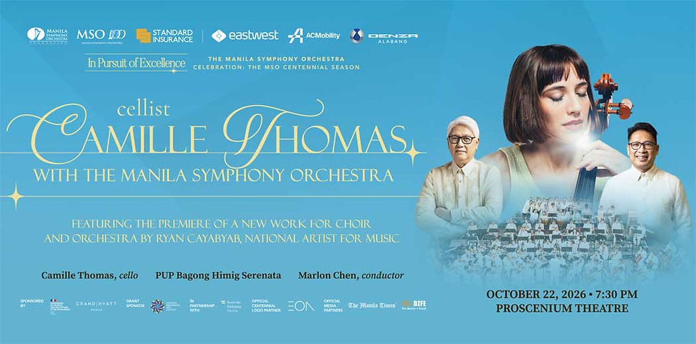 Cellist Camille Thomas with the Manila Symphony Orchestra
