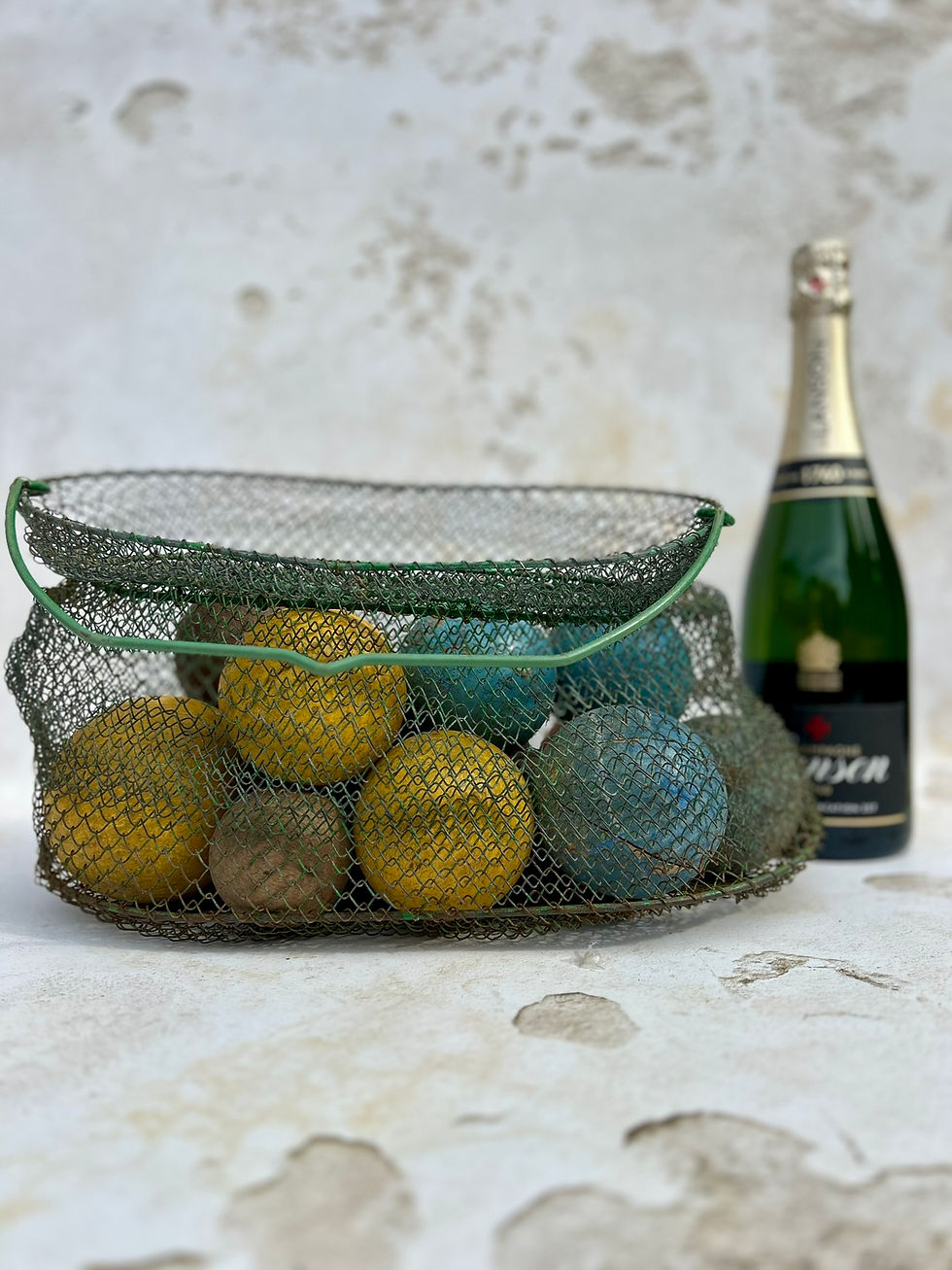 Thumbnail: Collection of Vintage French Wooden Coloured Boules. Circa 1930's.