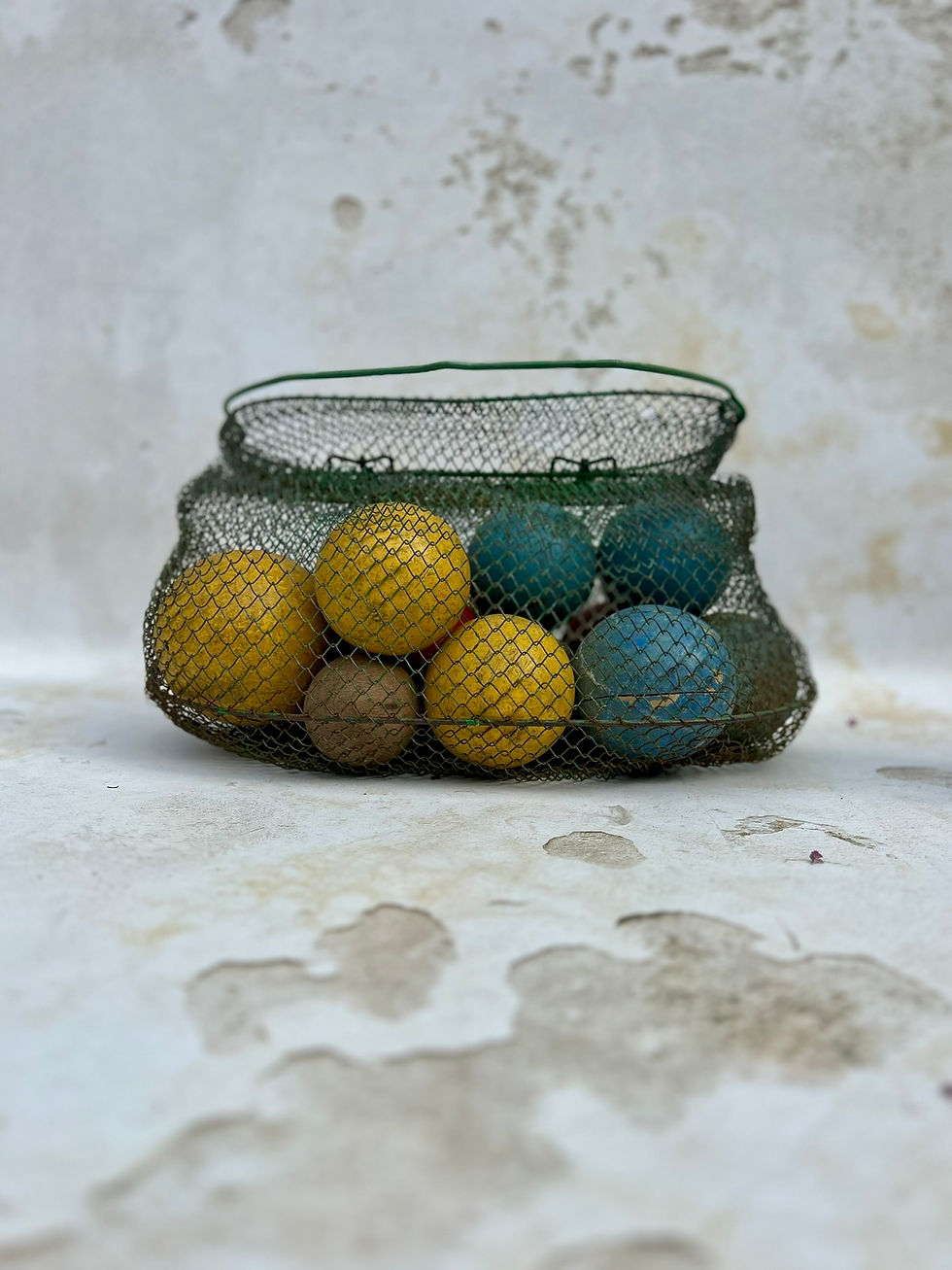 Thumbnail: Collection of Vintage French Wooden Coloured Boules. Circa 1930's.