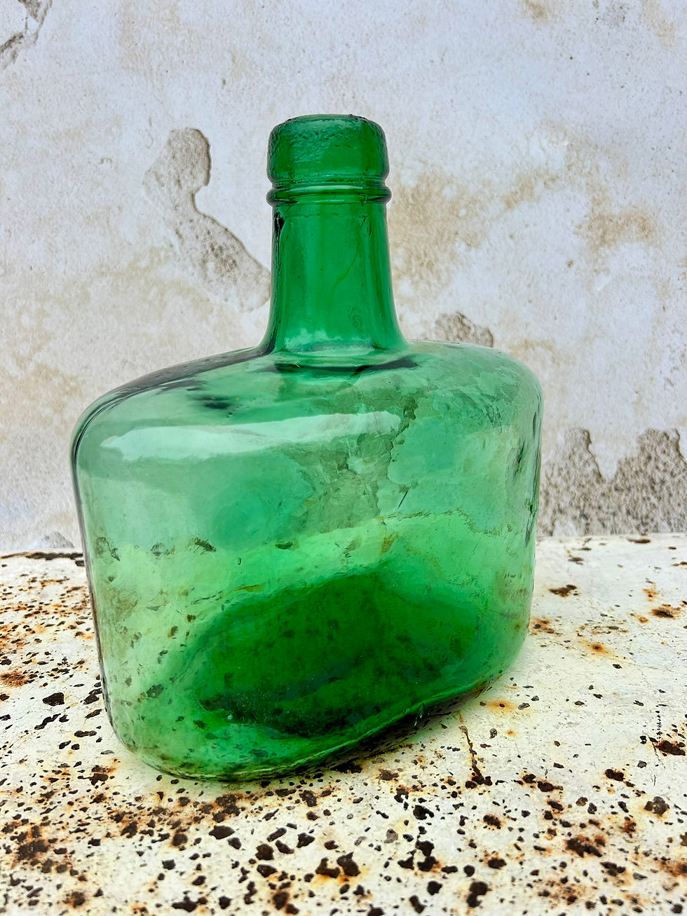 Thumbnail: Lovely Vintage Green Glass Dame Jeanne or Demijohn. Circa 1900,