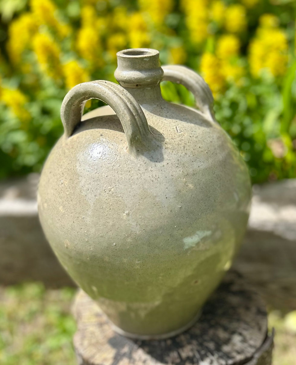 Thumbnail: French Antique Glazed Double Handled Oil Jug. Circa 1800's