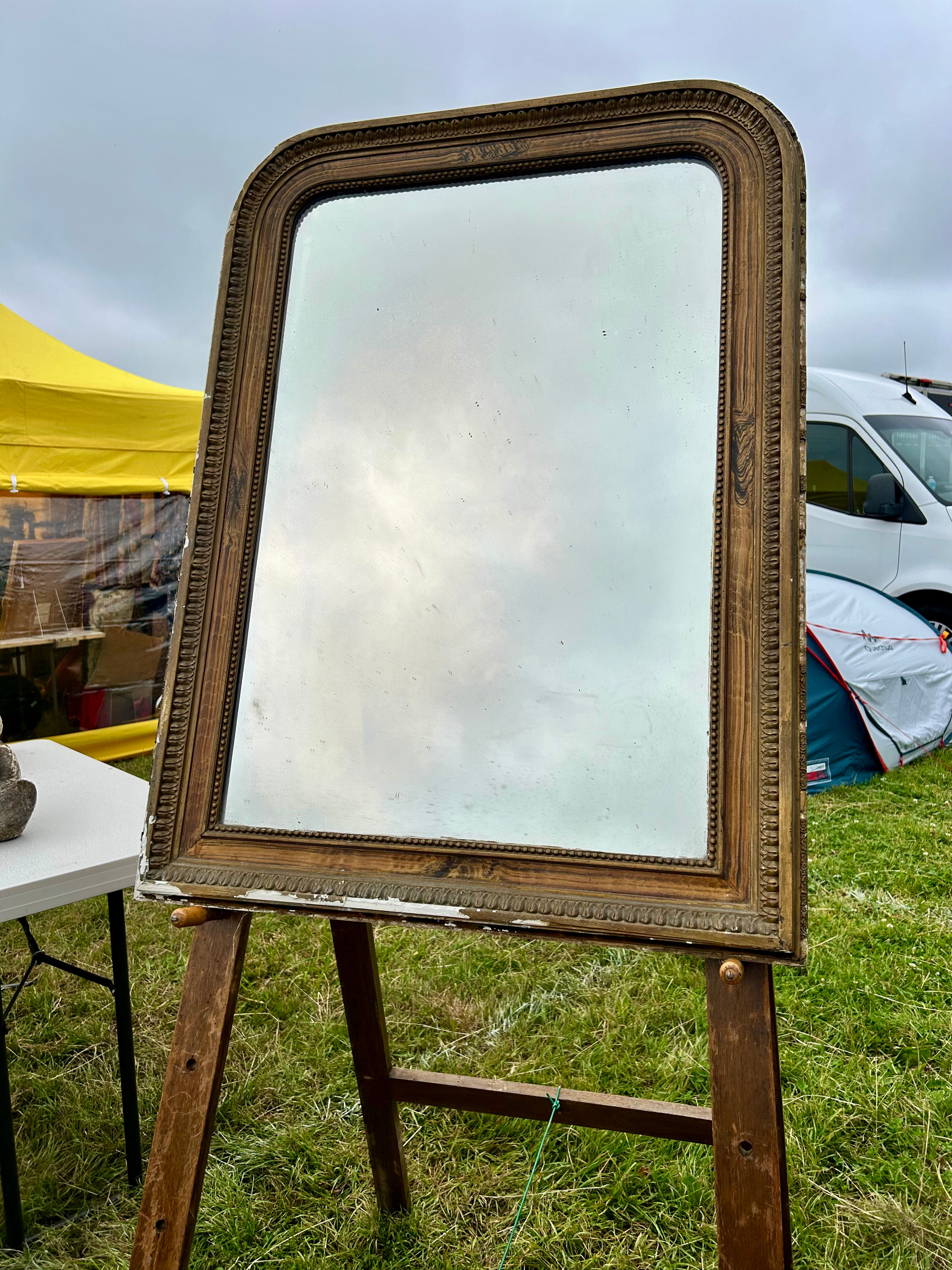 French Antique Gold Gilt Louis Philippe Mirror. Late 1800's.