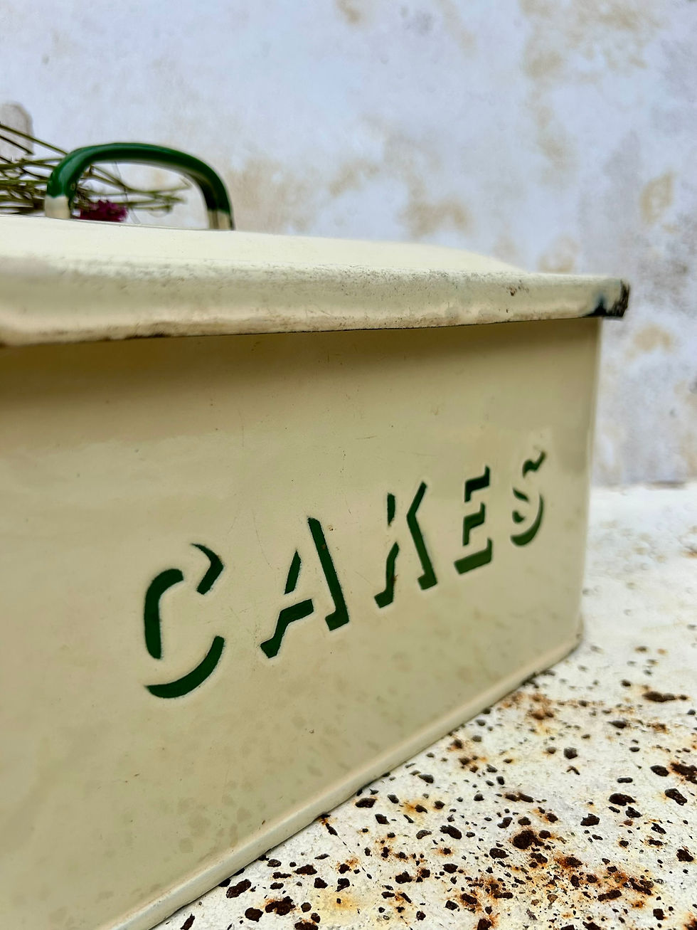 Thumbnail: Devine Art Deco French Enamel Cake Tin. Circa 1920's/30's