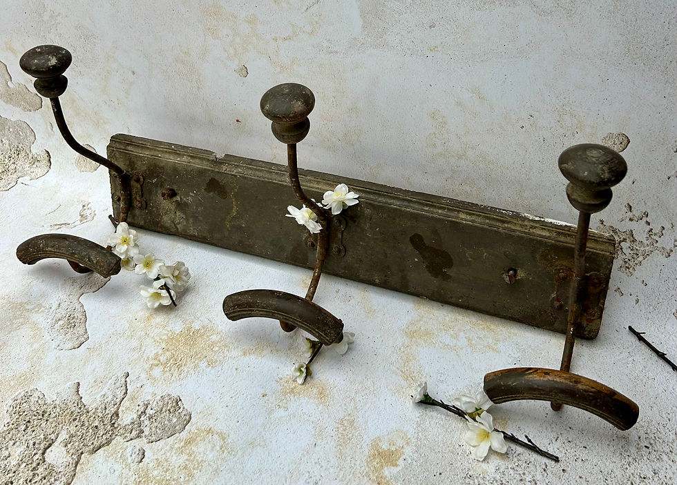 Fabulous Trio of Mounted French Antique Coat and Hat Hooks. Circa 1900's.