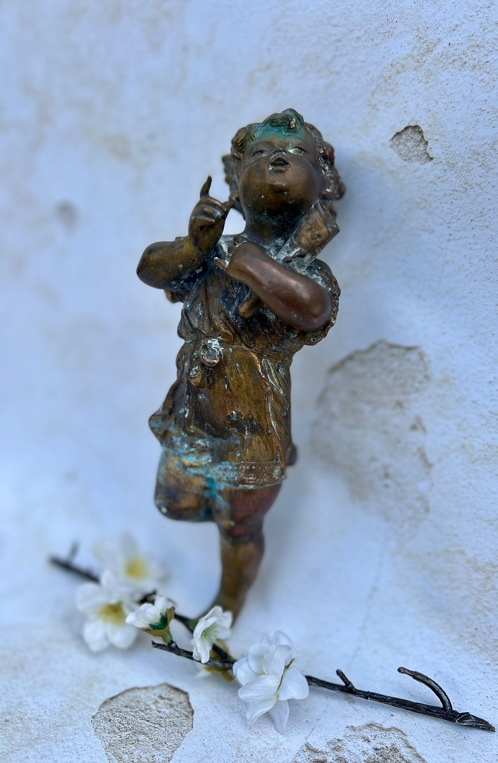 Superb French Antique Bronze Putto Holding a Torch, Circa 1800's.