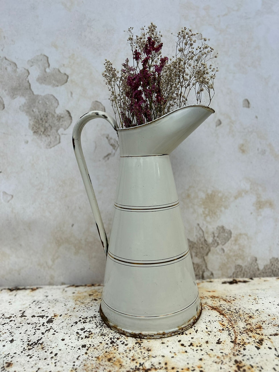 Thumbnail: Antique French Gold & Cream Enamel Pitcher / Jug Enamel. Circa 1920's.
