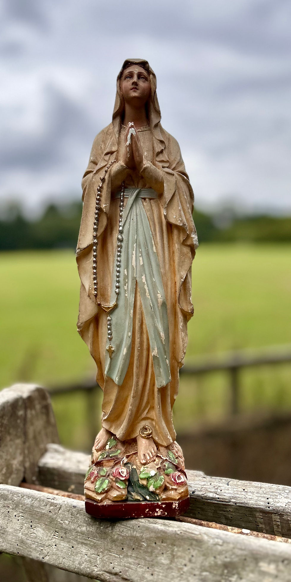 Antique French Plaster Statuette of the Virgin Mary by Pieraccini. Late 1800's.