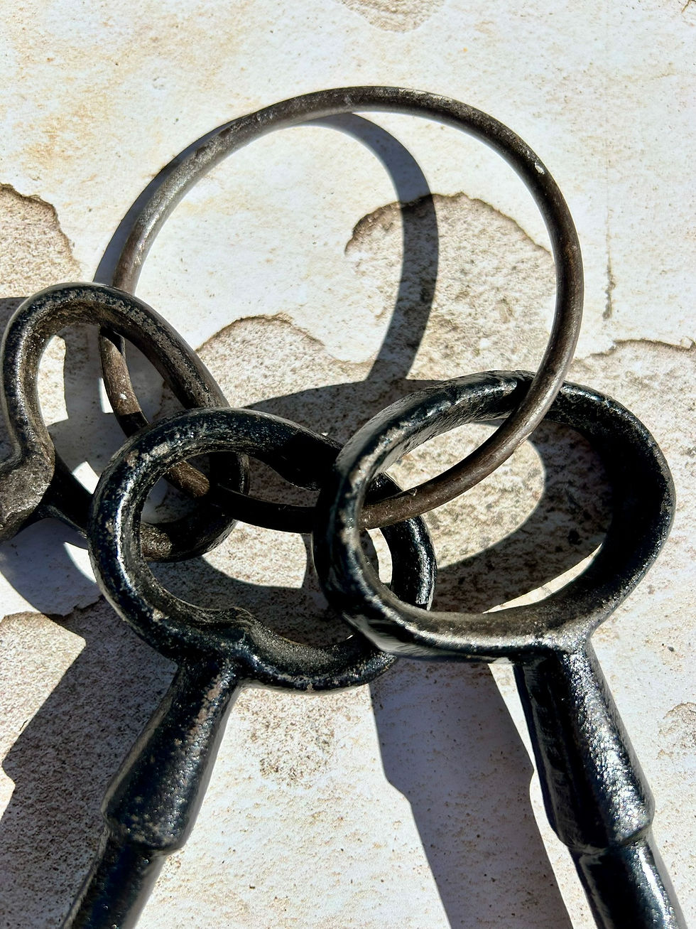 Thumbnail: Antique French Heavy Ring of Jailer's Keys / Skeleton Keys. Late 1800's