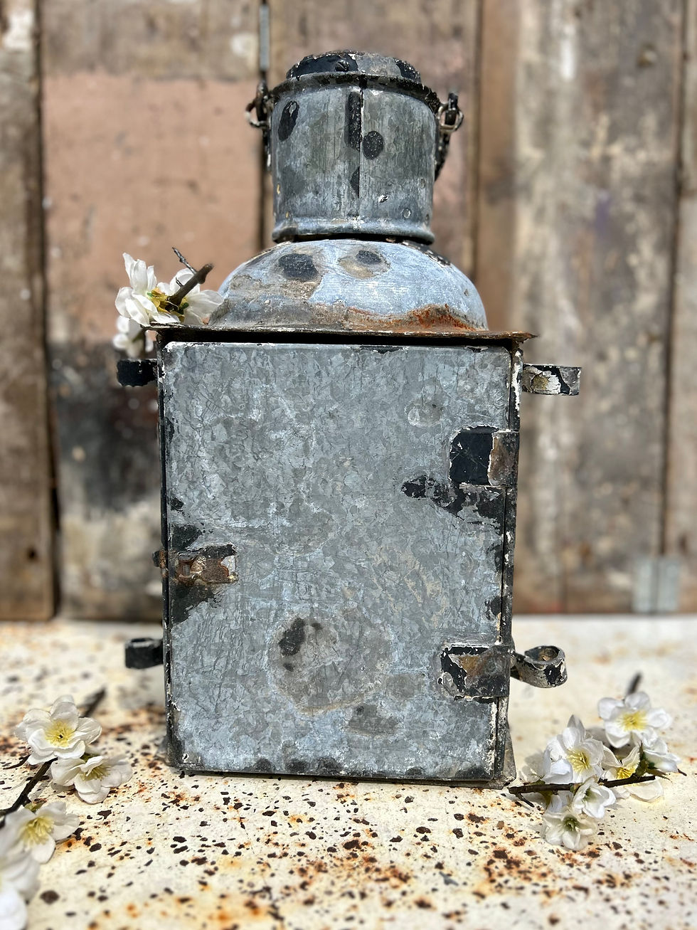 Thumbnail: Beautiful French Antique Zinc Masthead Ship Lantern / Lamp.  1800's.
