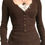 Thumbnail: Women Button Front Knit Tops Long Sleeve Lace Patchwork Slim Fit Sweater 