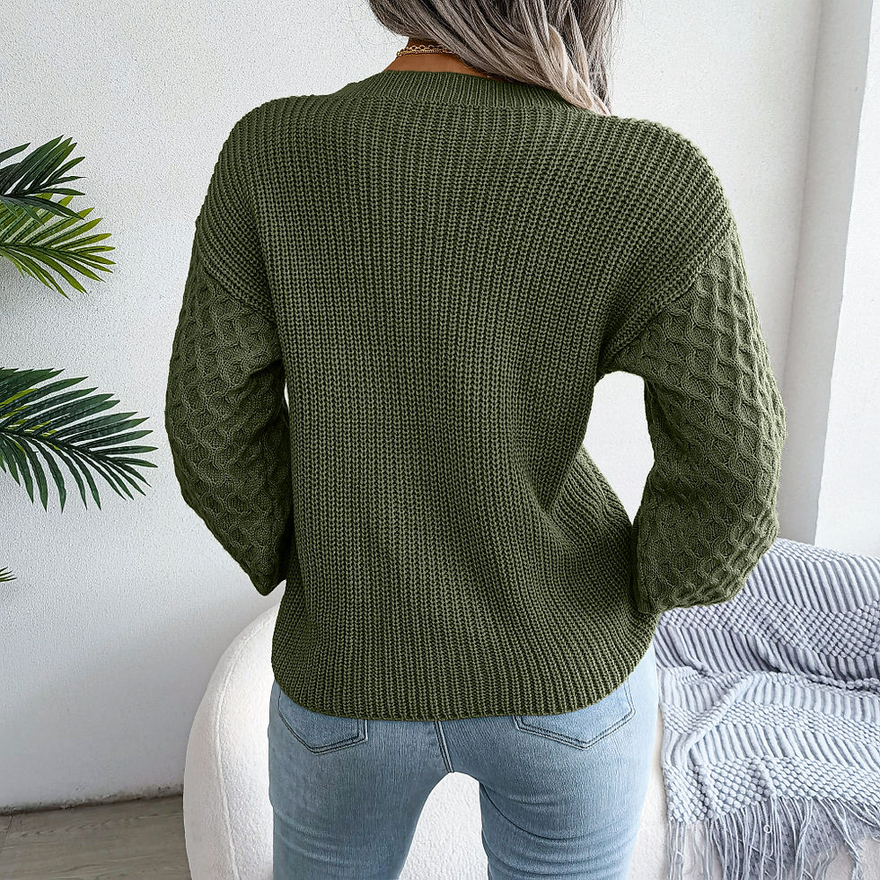 Thumbnail: Women Casual Lantern Long Sleeve Knitted Pullovers