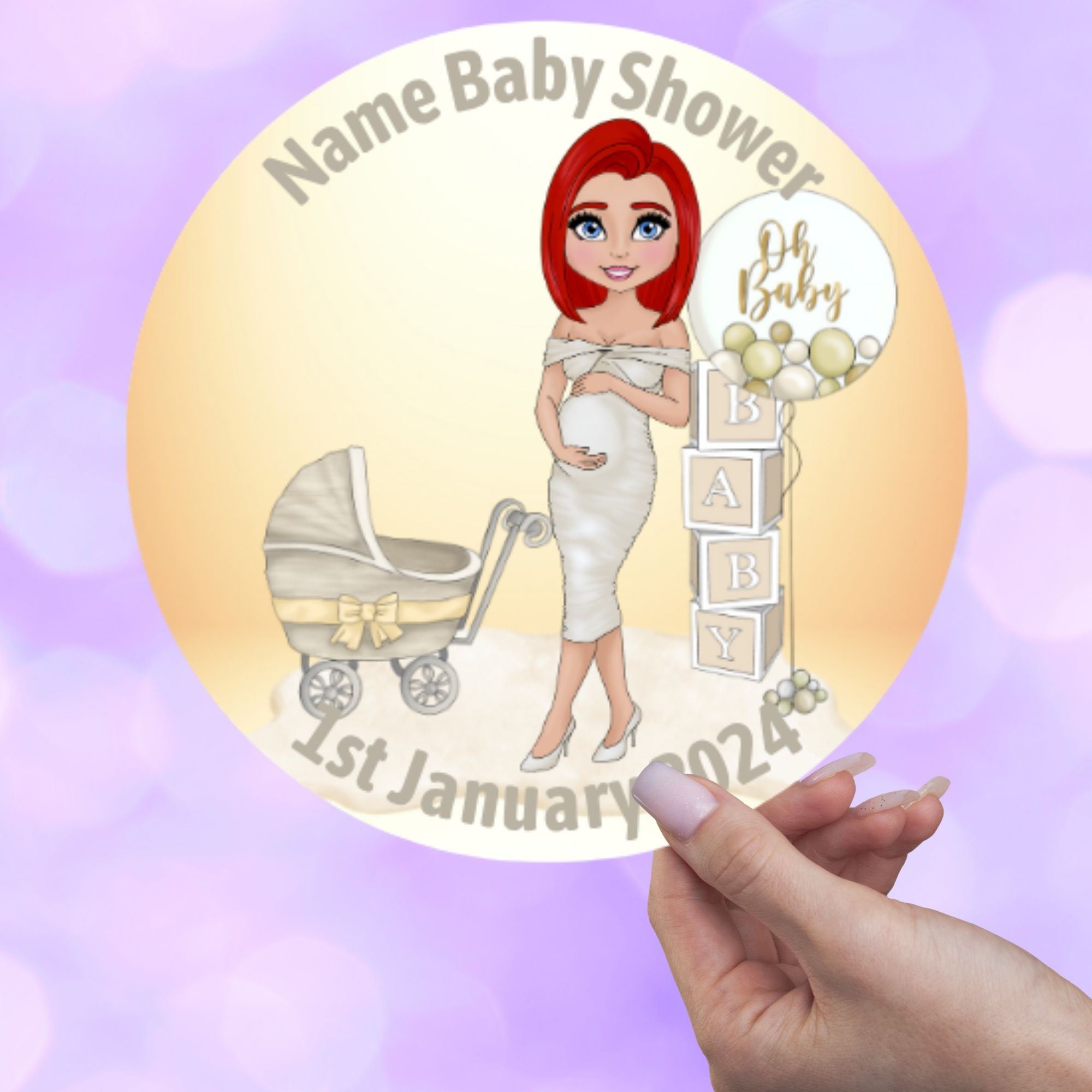 Personalised Baby Shower Labels Shoulder Length - 37mm - 35 Labels