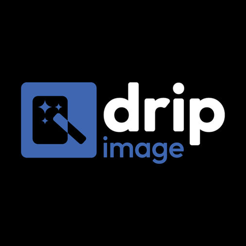 Drip Image logo for Drip Apps sub brand, image icon and wordmark on dark background, scalable app brand identity