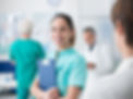 Young female medical student working at the hospital and medical staff, she is holding med