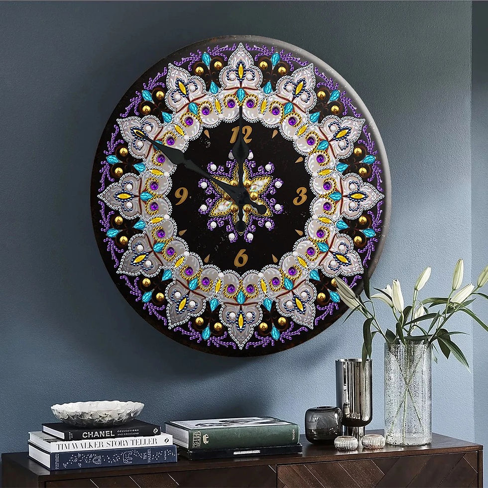 Thumbnail: Tin Wall Clock Rhinestone painted. Home Decor Gift