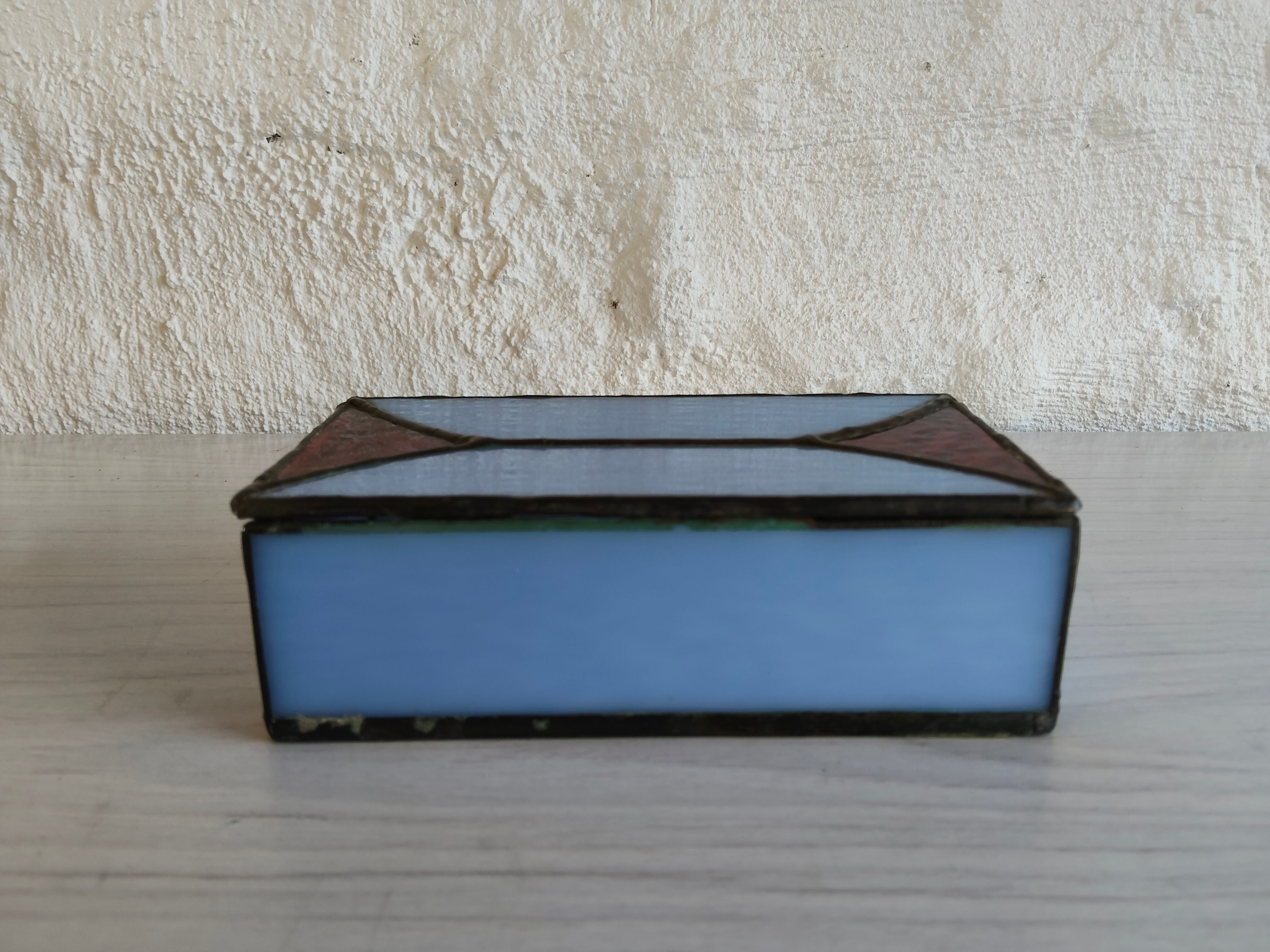 Blue + Red Glass Jewellery Box
