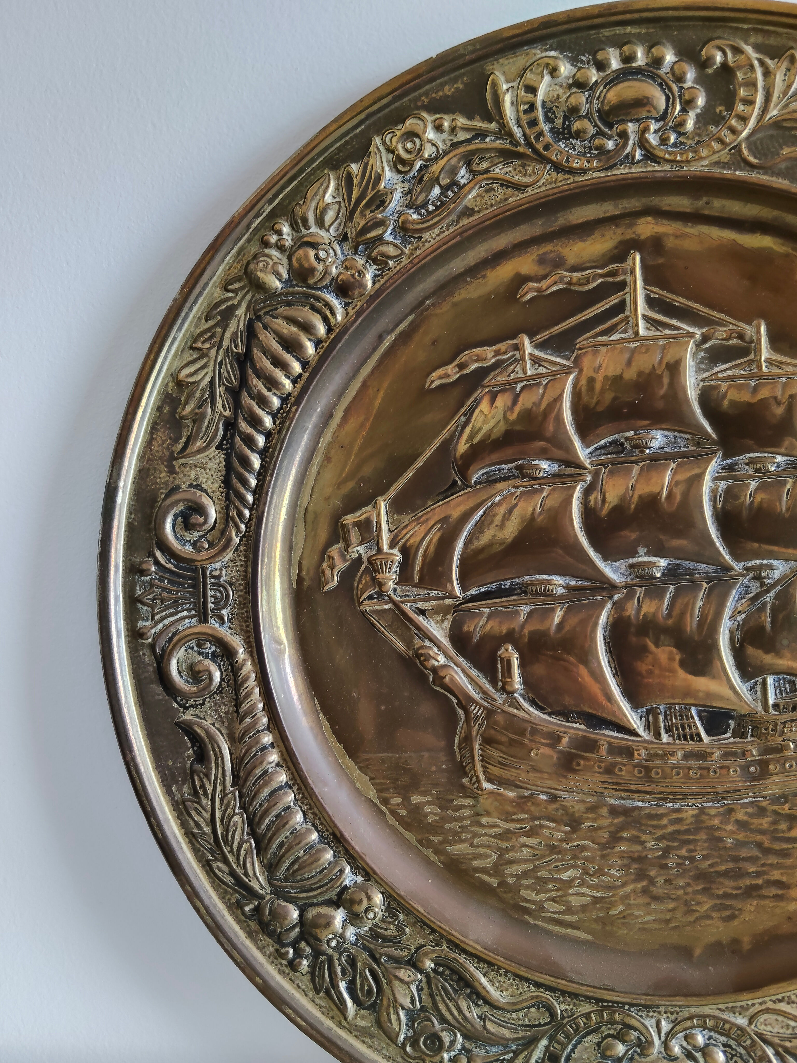 Clipper Ship Brass Display Wall Plate