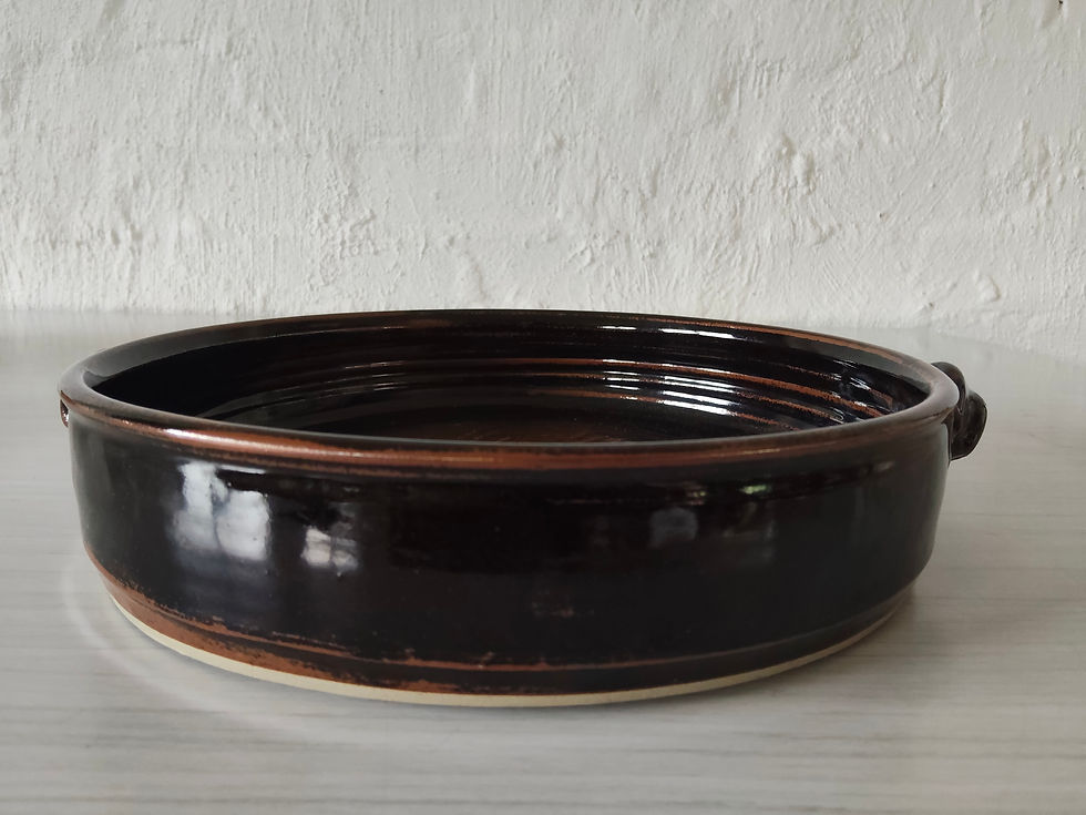 Thumbnail: Studio Made Round Pottery Tray with Handles