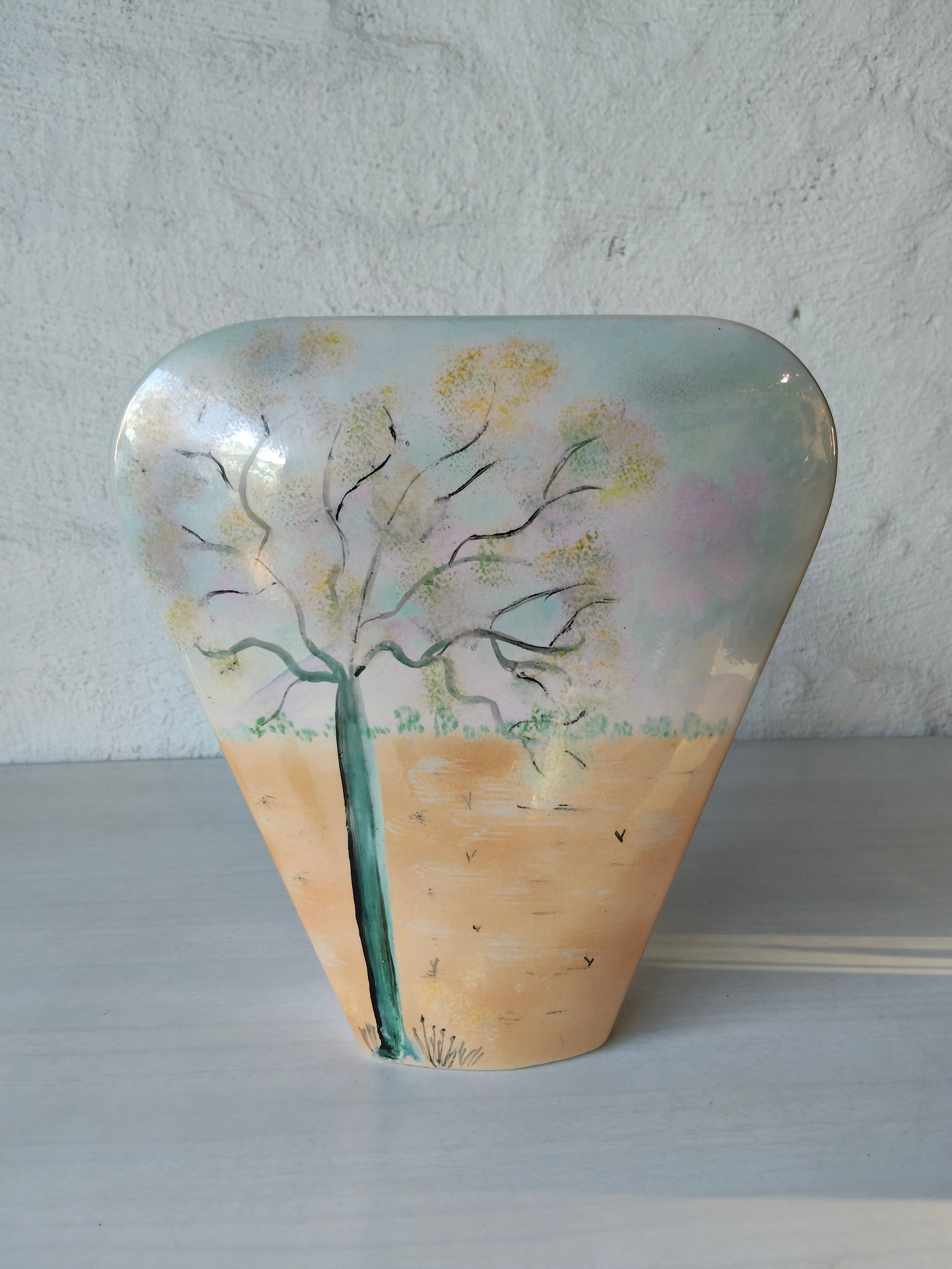 Mid Century Handpainted Vase 