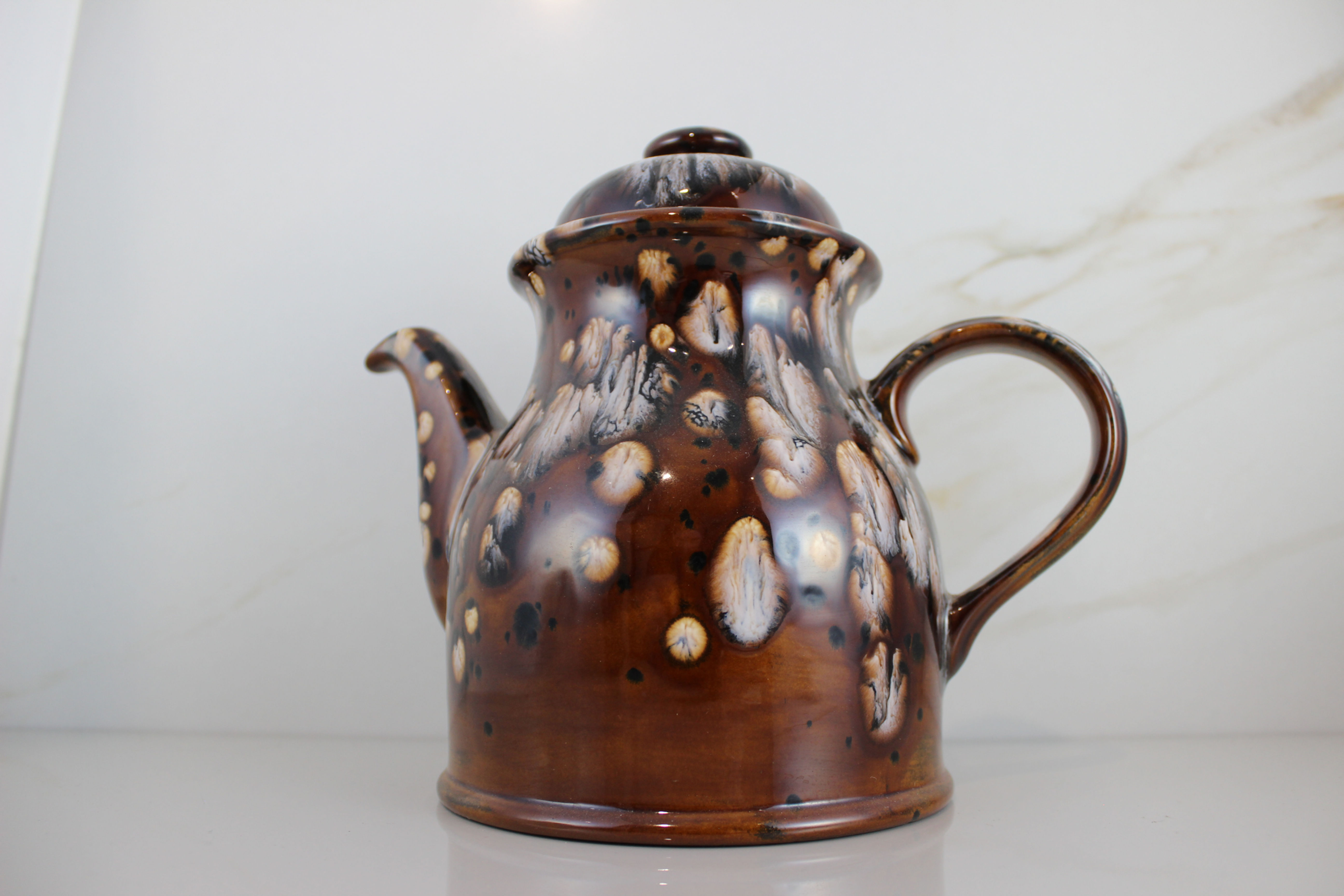 Vintage Drip Glazed Tea or Coffee Pot