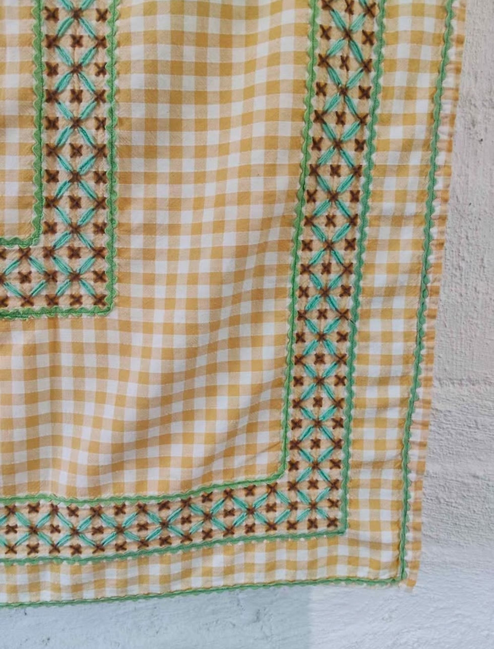 Thumbnail: Vintage Gingham "Chicken Scratch" Tablecloth 