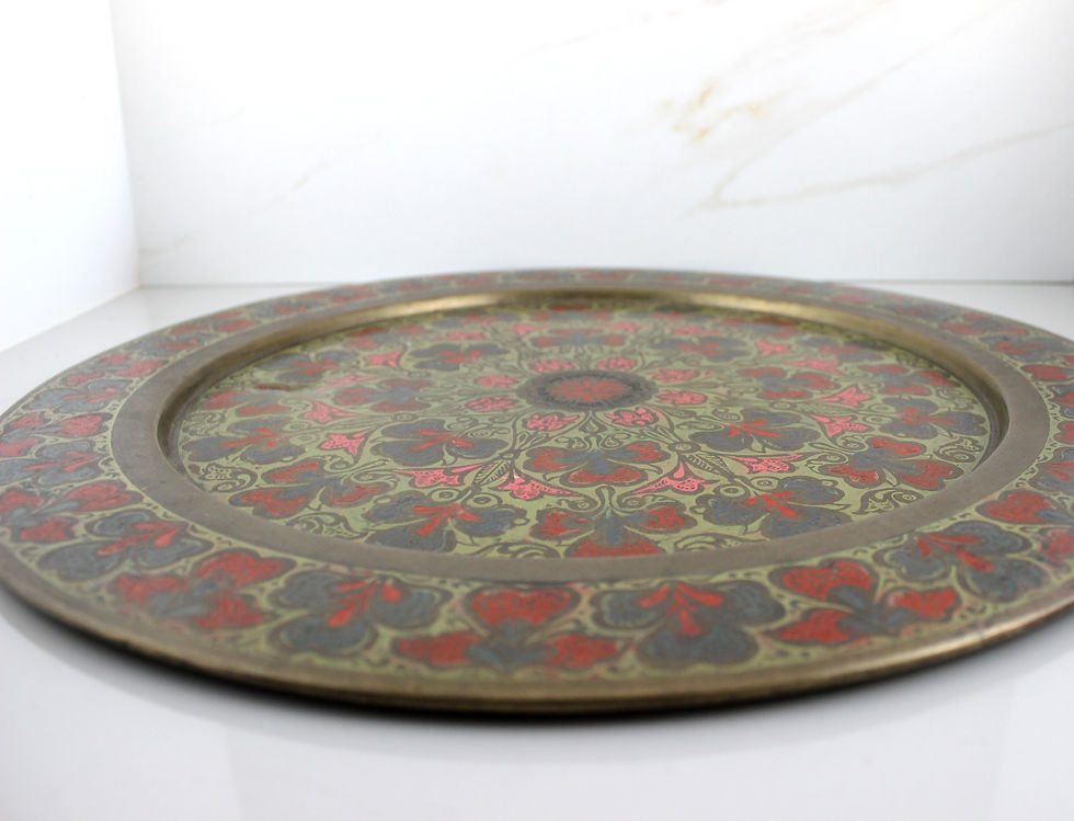 Thumbnail: Large Brass Patterned Round Tray 