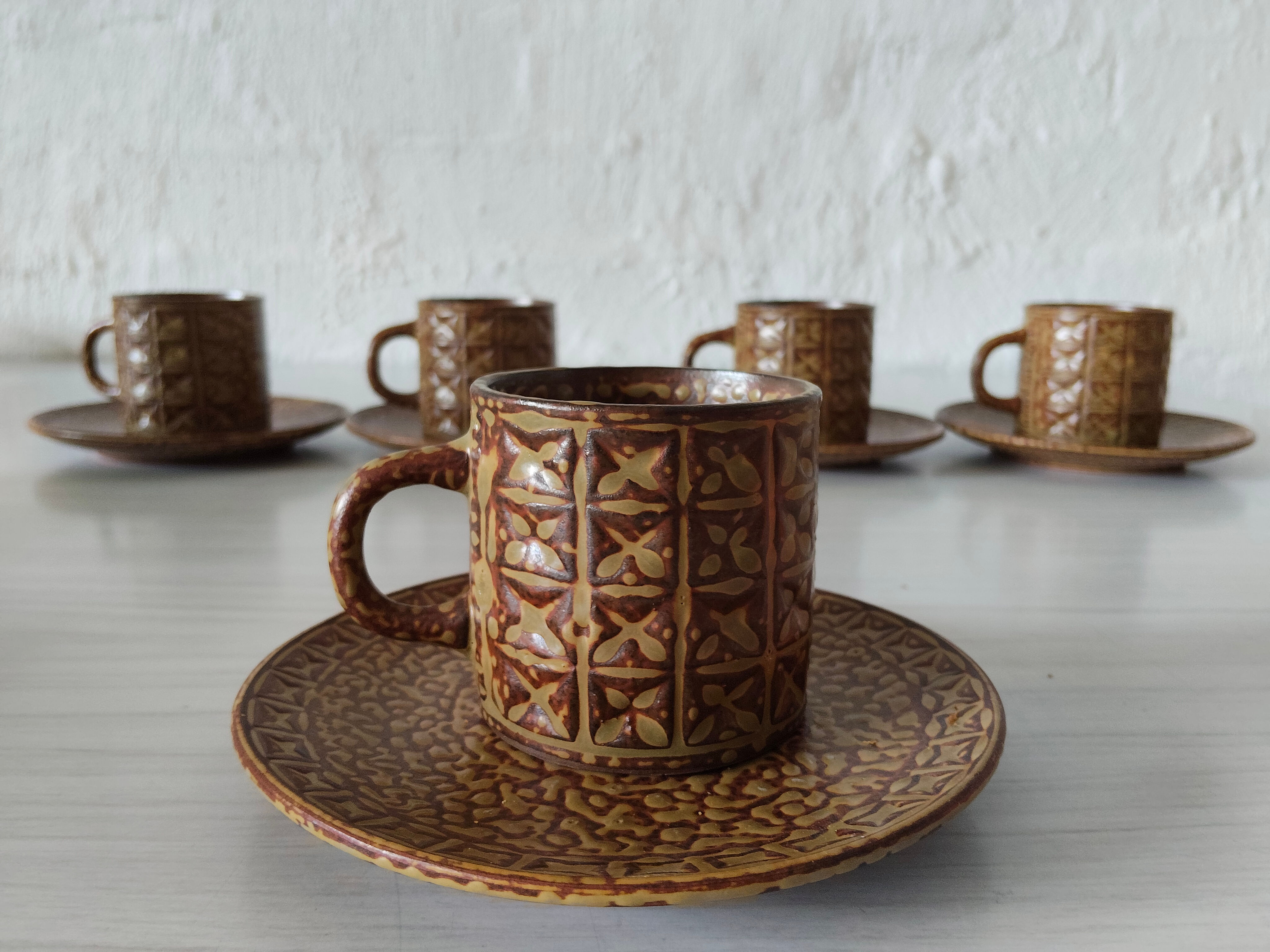 Set of 5 Vintage Japan Cups + Saucers 