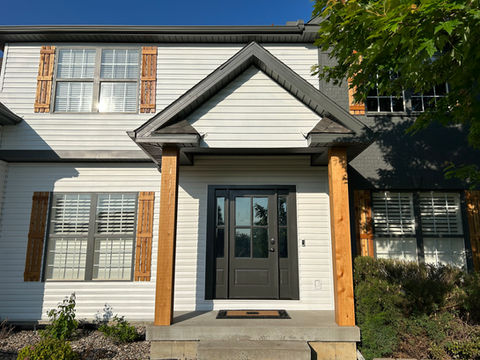 exterior home remodel new door cedar posts and paint 
