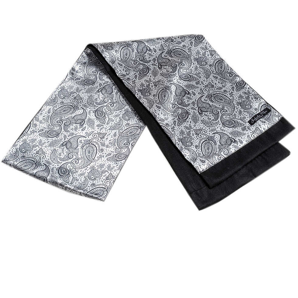 Thumbnail: Black & White Paisley Double-Sided Scarf