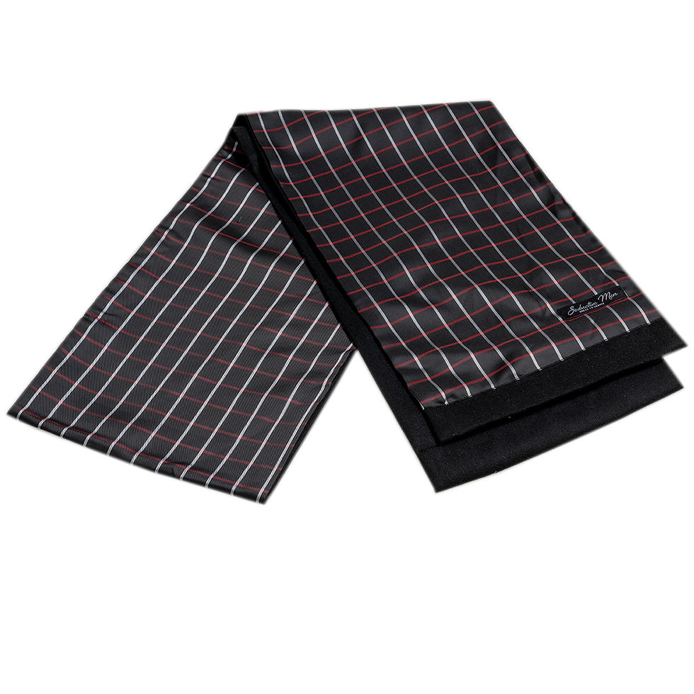 Thumbnail: Black with Red & Gray Plaid Double-Sided Scarf