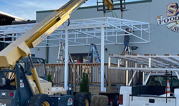 Aluminum Awning Frame Installation by Patriot Awning Company, Charlotte Leading Manufacturer of Awnings, Canopies and Walkway Covers, Patriot Awning