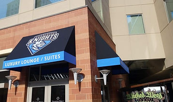 Awning Frames with Graphics by Patriot Awning Company, Charlotte's Awning Supplier and Contractor, Patriot Awning