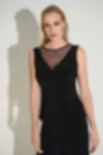 Thumbnail: Joseph Ribkoff - Silky Knit Sleeveless Top with Topaz Rhinestone Detail