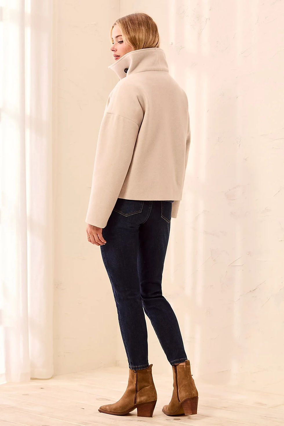 Thumbnail: Tribal - Lofty Knit Funnel Neck Button Front Jacket 