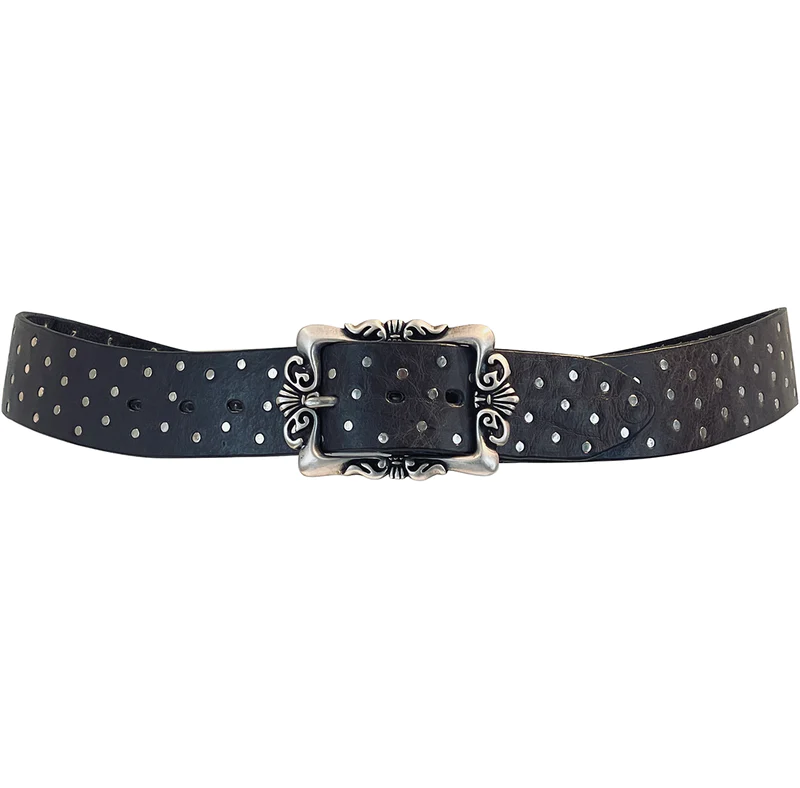 Thumbnail: Embrazio - Brio Curved Handmade Leather Tiny Rivet Belt 