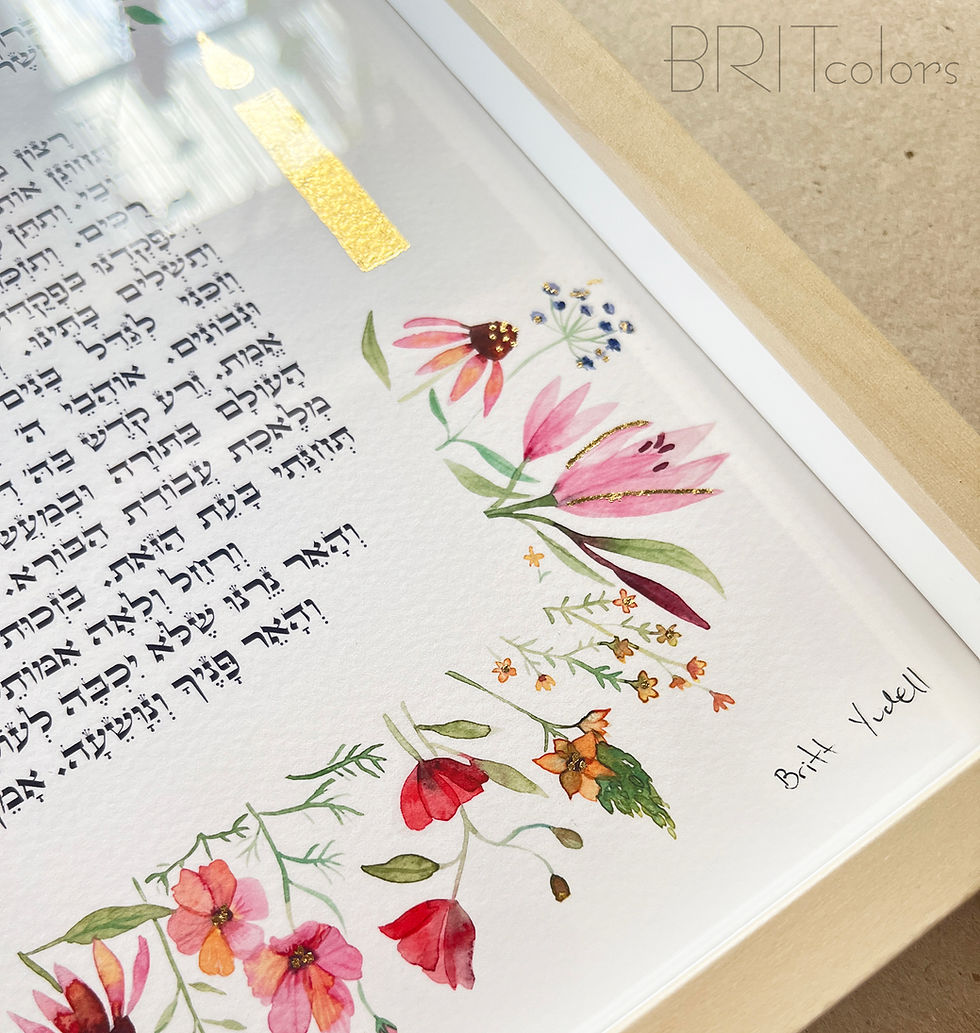 Thumbnail: Framed "Wildflowers" Shabbat Candle Lighting Blessing