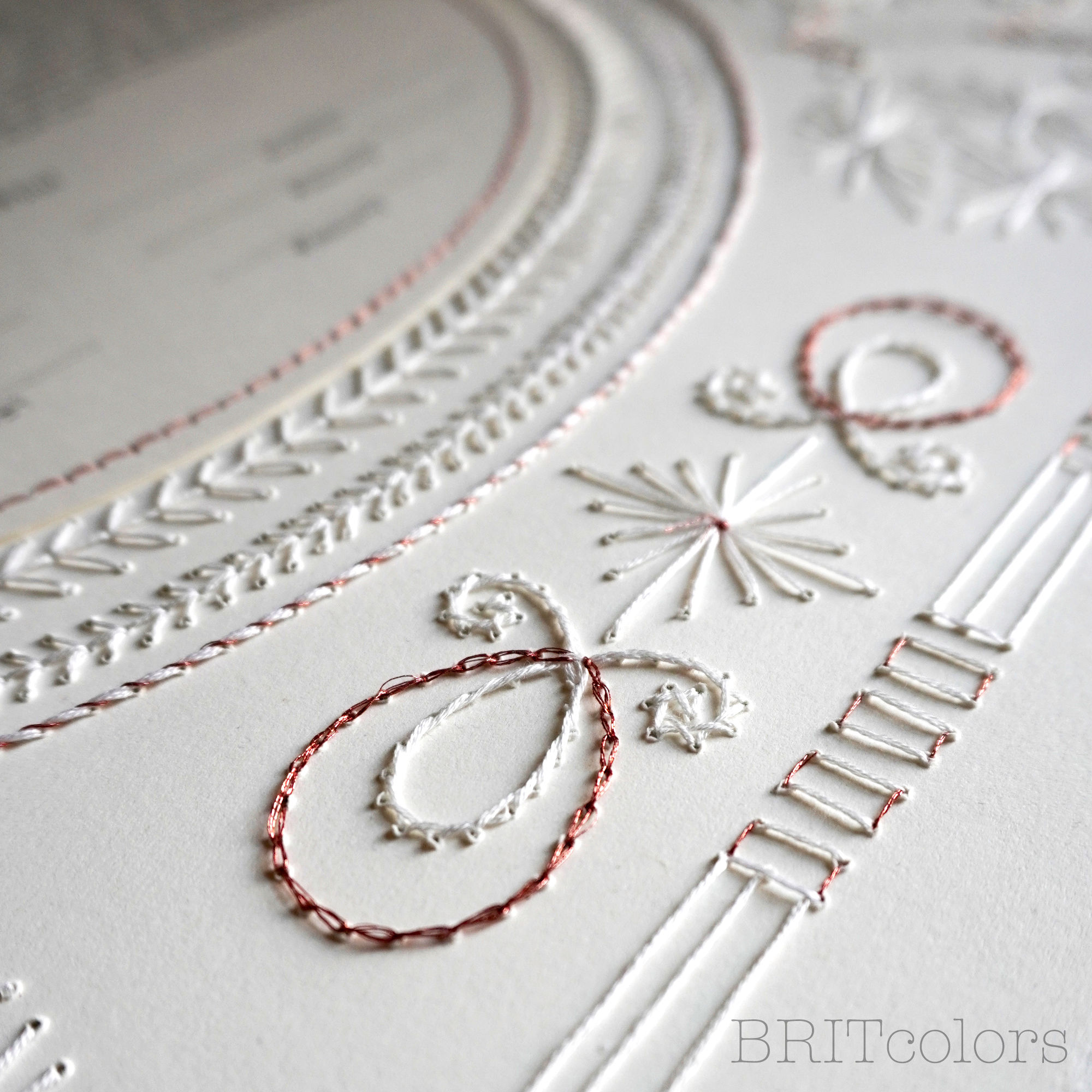 White & Copper Embroidered Ketubah