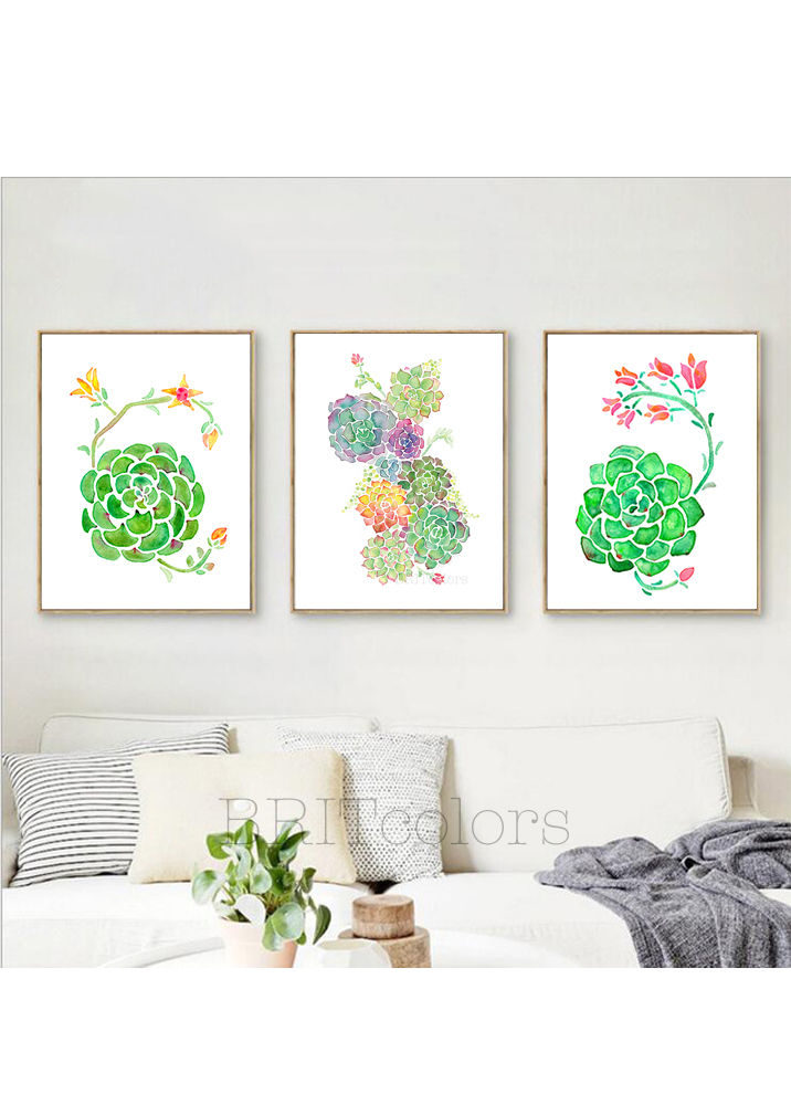 Watercolor Succulent Print Set