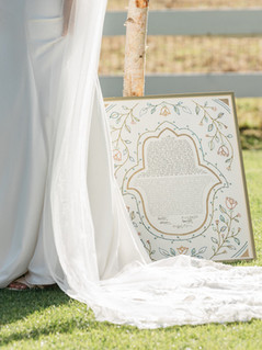 "Floral Hamsa Hand" embroidered ketubah