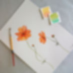 orange watercolor cosmos flower