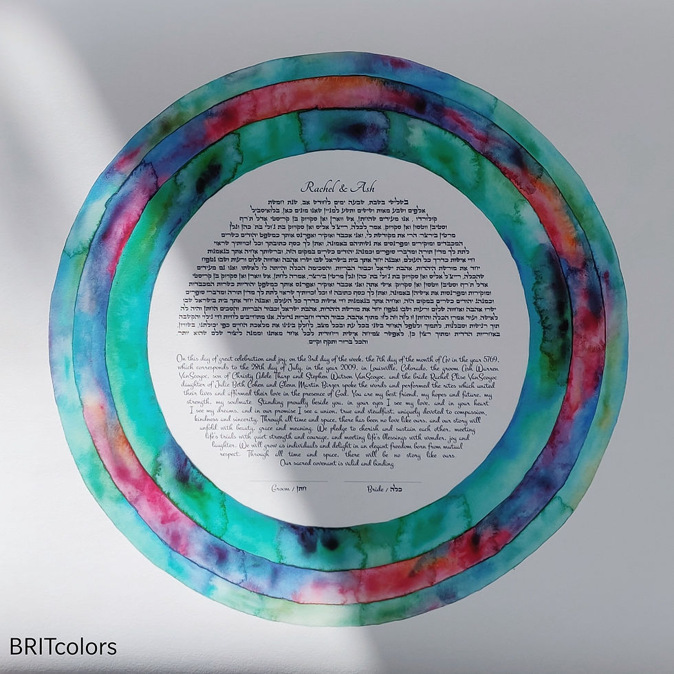 Thumbnail: "Rainbow Rings" Handmade or Print Watercolor Ketubah