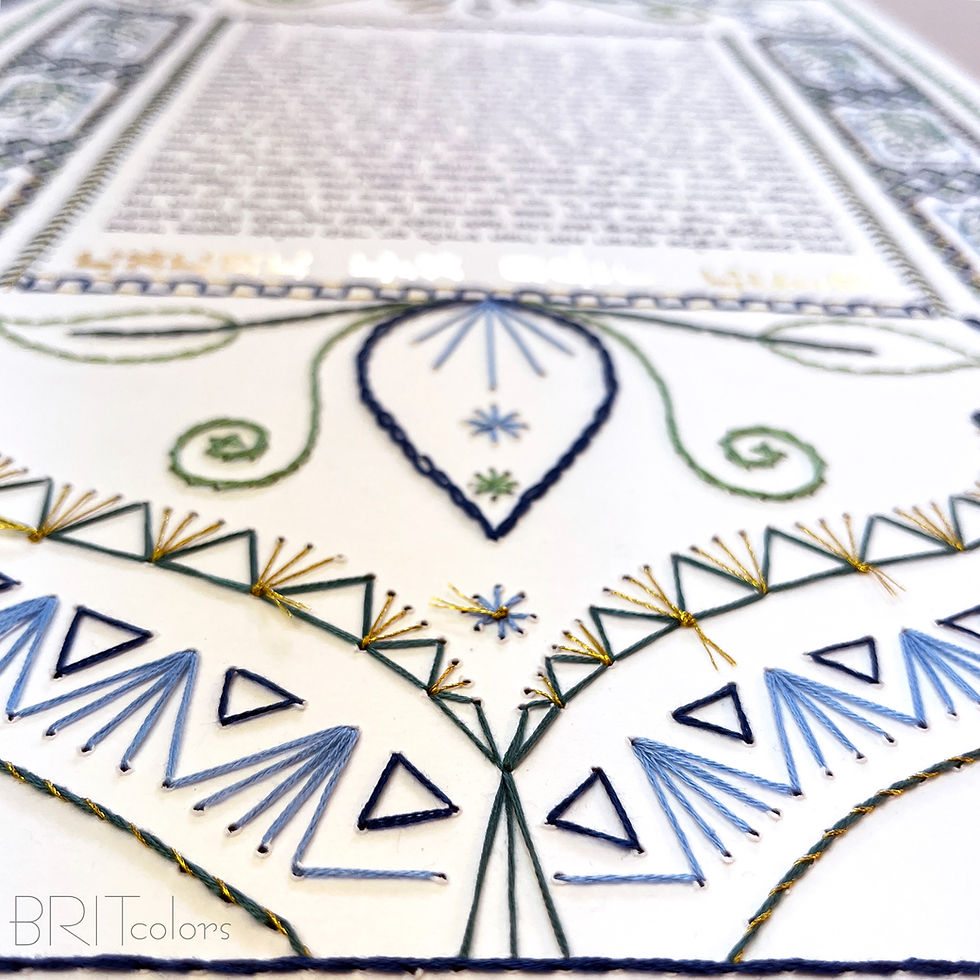 Thumbnail: Green & Blue Renaissance Embroidered Ketubah