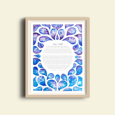 Deep Purple Watercolor Drops Ketubah