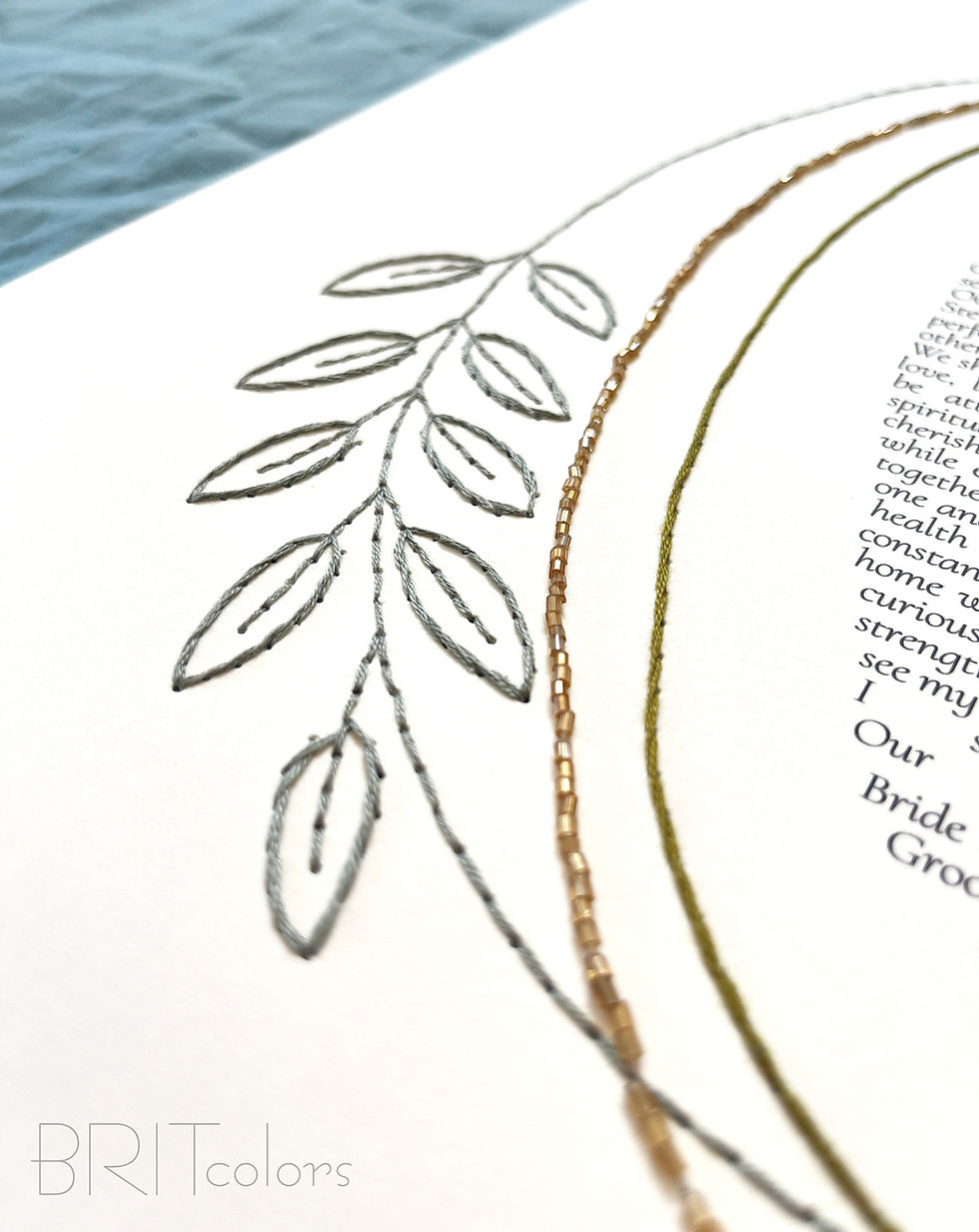 Thumbnail: Olive Branch Embroidered - Beaded ketubah