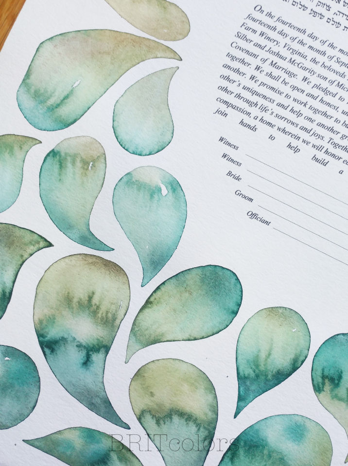 Thumbnail: "Autumn Drops" Handmade Watercolor Ketubah